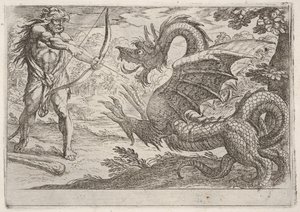 Herkül ve Yılan Ladon: Herkül yayını çeker, büyüyen yılan pro..., 1608