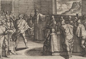 Levha 23: Romalıların Karşıya Yaklaşan Yeni Birlikleri Üzerine Atılması Gereken Adımlar Üzerine Konferans ..., 1611. by Antonio Tempesta