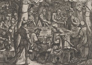 Plaka 4: Civilis, Hollandalı Yaşlılara Romalılar Tarafından Köle Gibi Davranıldığını Söyler..., 1611. by Antonio Tempesta