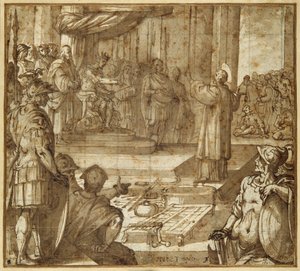 Vali Decius huzurunda St Lawrence söylemleri by Antonio Tempesta