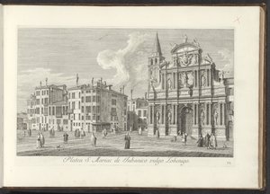 Gezicht op Campo Santa Maria Zobenigo te Venetië Tapınak ve Schola ile St. Rocchi Alanı (nesnedeki başlık) Venedik