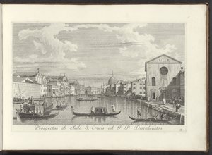 Gezicht op het Canal Grande, de Santa Maria di Nazareth ve San Simeone Piccolo te Veneti Kutsal Haç Tapınağı