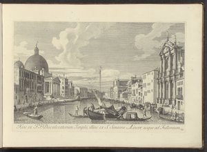 Gezicht op het Canal Grande, de Santa Maria di Nazareth ve San Simeone Piccolo te Veneti Bu noktadan itibaren F.F. Discalced Tapınağı, diğer tarafta S. Simeon the Younger