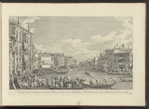 Gezint op het Canal Grande te Venetië waar de Regata plaatsvindt Rialto Köprüsü