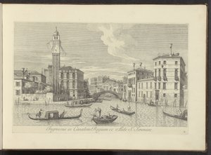 Gezicht op het Cannaregio en Palazzo Labia te Venedik S. Jeremias tapınağından Kraliyet Kanalı'na giriş (nesne üzerindeki başlık) Venedik şehrinin daha ünlü manzaraları by Antonio Visentini