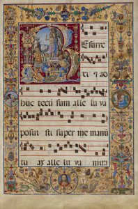 Kademeli. İlk R: The Resurrection, c.1500 (tempera, altın varak ve parşömen üzerine mürekkep) by Antonio da Monza