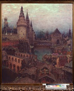17. yüzyılda Moskova, Diriliş Kapısında Şafak - Tablo Appolinari Mikhaylovich Vasnetsov (1856-1933), tuval üzerine yağlı boya by Apollinari Mikhailovich Vasnetsov