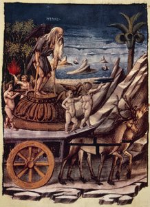 Zamanın zaferi, Geyik tarafından çekilen Zamanın arabası, Apollonio di Giovanni (1415 veya 1417-ca 1465) tarafından Triumphs