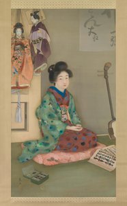 Joruri Kukla Tiyatrosu için Kadın Chanter, yaklaşık. 1920. by Arai Kou