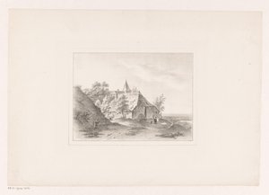 Çamaşırları beyazlatan kadınla köy kenarı by Arie Ketting de Koningh (attributed to)