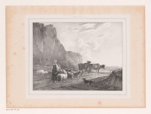 Sürü ve çoban ile manzara by Arie Ketting de Koningh