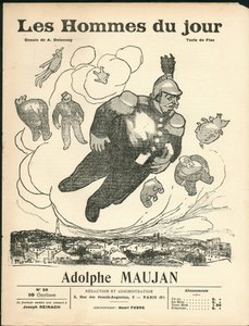 “Günün Adamları”nın kapağı, yakl. 1905 - Aristide Delannoy (1874-1911): Balonlar - Clemenceau George, Jaures Jean, Fallieres Armand (1841-1931), Maujan Adolphe (1853-1914) by Aristide Delannoy
