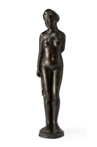 Sağ Kol Üzerinde Perdeli Ayakta Yıkanan Kişi; Baigneuse ilk drapee sur le bras droit by Aristide Maillol