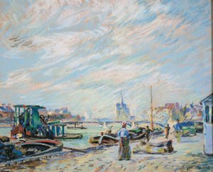 Arka planda Notre Dame ile Quai Henri IV olarak adlandırılan Quai Sully