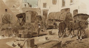 Royal Dutch Mail koçu, cabriolet, şarap vagonu ve kömür vagonu, 19. by Armand Jean Heins