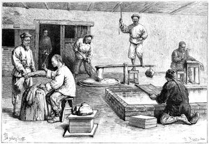 Bir kağıt fabrikası, Çin, 1895. by Armand Kohl