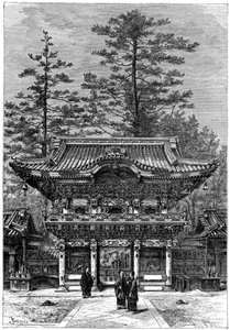Dört Ejderha Tapınağının Portikosu Nikko Toshogu, Nikko, Japonya, 1895.