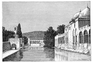 İbrahim Camii ve Çeşmesi, Ofra At Tayyibah, Batı Şeria, İsrail, 1895.
