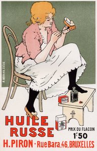 Yaşam tarzı. moda. Rus yağı, ayakkabı tamiri. Poster Armand Rassenfosse, Belçika, 1895 dolayları (afiş) by Armand Rassenfosse
