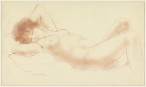 Çıplak kadın uzanmış, kollar başının altında by Armand Rassenfosse