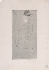 Femme assise avec chapeau a tüyler (Tüylü şapkalı oturan kadın) c.1893 (gravür) by Armand Séguin