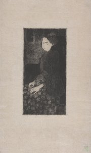 Femme assise avec chapeau a plumes (Tüylü şapkalı oturan kadın) c.1893 (gravür, kuru nokta ve noktalama) by Armand Séguin