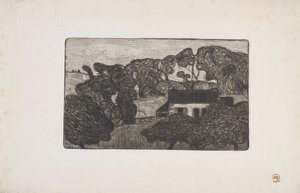 Ferme entouree d'arbres (Ağaçlarla çevrili çiftlik) 1893 (gravür) by Armand Séguin