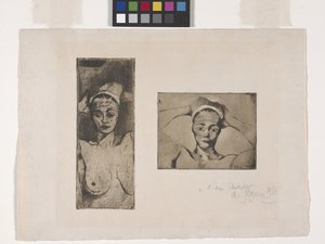 Elleri Başının Arkasında, Dikey (Soldaki Resim); Çıplak, Elleri Başının Arkasında, Yatay (Sağdaki Resim) (gravür ve aquatint)