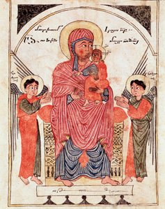 Bakire çocuk ve melekler, detay (resimli el yazması) by Armenian School