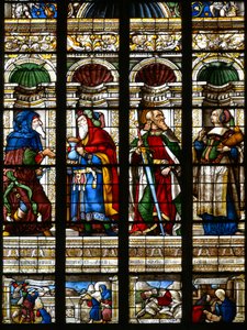 Abraham, Melchisedech, Saint Paul ve Sibyl of Samos - Saint James şapelinde vitray, Arnaud de Moles (1470-1520) 1513