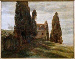 Italienische Villa im Fruehling - İlkbaharda İtalyan villası ... (tuval üzerine tablo) by Arnold Böcklin