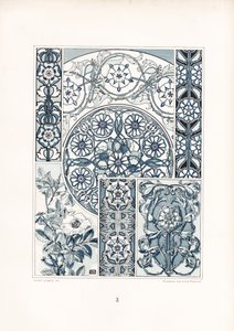 Mavi ve Beyaz Yaban Gülü Motifleri ve Süs Yapıları (lito) by Arnold Lyongrün