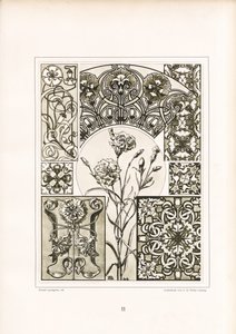 Tek Renkli Karanfil Motifleri ve Süslü Yüzey Desenleri (taş baskı) by Arnold Lyongrün