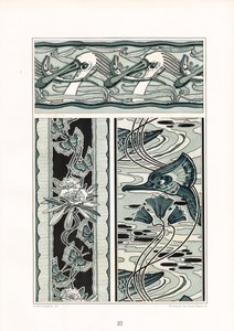 Kuğu ve Kelebek Motifli Süsleme Kompozisyonları (taş baskı) by Arnold Lyongrün