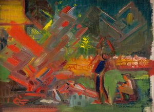 şenlik ateşi, 1940 dolayları (tuval üzerine yağlı boya) by Arnold Peter Weisz Kubincan