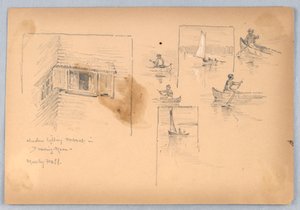 İnsanlar Kano ve Pencere Kroki by Arnold William Brunner