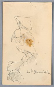 Şapkalı Bir Rahibenin Üç Çizimi by Arnold William Brunner