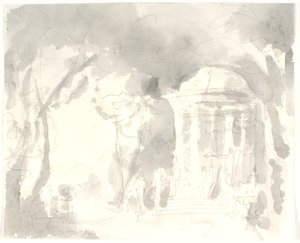 Ağaçlarla çevrili kanatlı figürlü yuvarlak tapınak by Aron Wallick