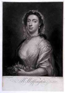 Bayan Woffington, James McArdell tarafından oyulmuş (c.1729-65) (gravür) by Arthur (after) Pond