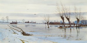 Sular Altında Nehir ile Kış Manzarası, 1889 (wc) by Arthur Anderson Fraser