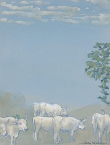 İneklerle Peyzaj by Arthur Bowen Davies