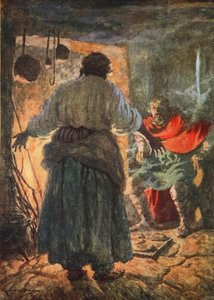 Alfred kekleri yaktığı için azarlanıyor (renkli taş) by Arthur C. (after) Michael