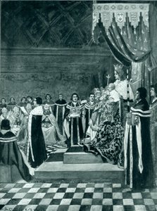Henry VI annesiyle birlikte parlamentoyu açıyor by Arthur David McCormick