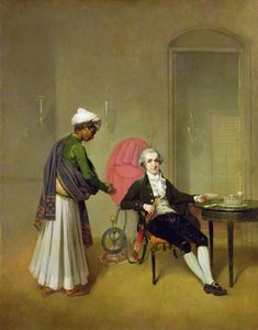 Bir Beyefendi, muhtemelen William Hickey ve Hintli Hizmetkarı, c.1785 (tuval üzerine yağlı boya) by Arthur Devis