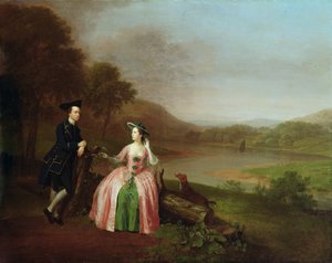 Sir George ve Lady Strickland Bridlington, Yorkshire yakınlarındaki Boynton Hall arazisinde by Arthur Devis