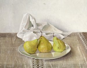 Bir Tabakta Üç Armut, Natürmort, 1990 by Arthur Easton