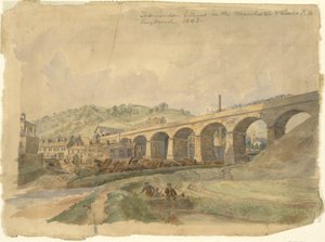 Manchester & Leeds Demiryolu üzerindeki Todmorden Viyadüğü, İngiltere 1843 by Arthur Fitzwilliam Tait