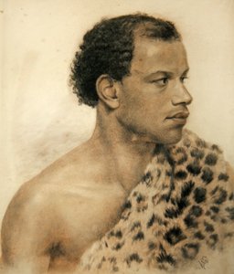 Bir Afrikalı Portresi (kağıt üzerinde renkli tebeşirler) by Arthur George Walker
