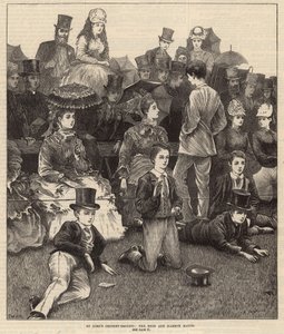 Lord'un kriket sahasında, Eton ve Harrow maçı (gravür) by Arthur Hopkins