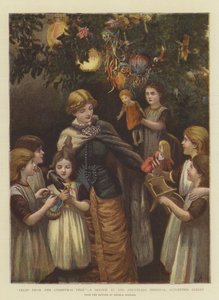 Noel Ağacından Meyve, Guildford Caddesi'ndeki Foundling Hastanesi'nde bir Eskiz (chromolitho)